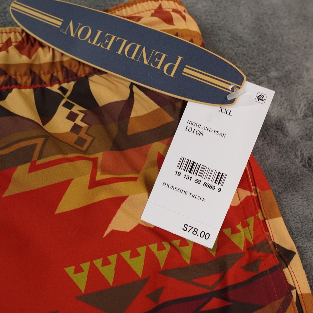 Pendleton Red And Brown Patterned Swim Trunks - image 4